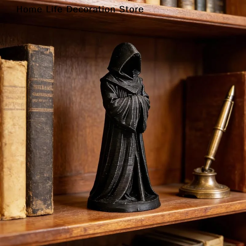 3D Printed Female Grim Reaper Resin Statue Gothic Sitting Sculpture With Scythe Dark Aesthetic Decor For Home Office Halloween view 3
