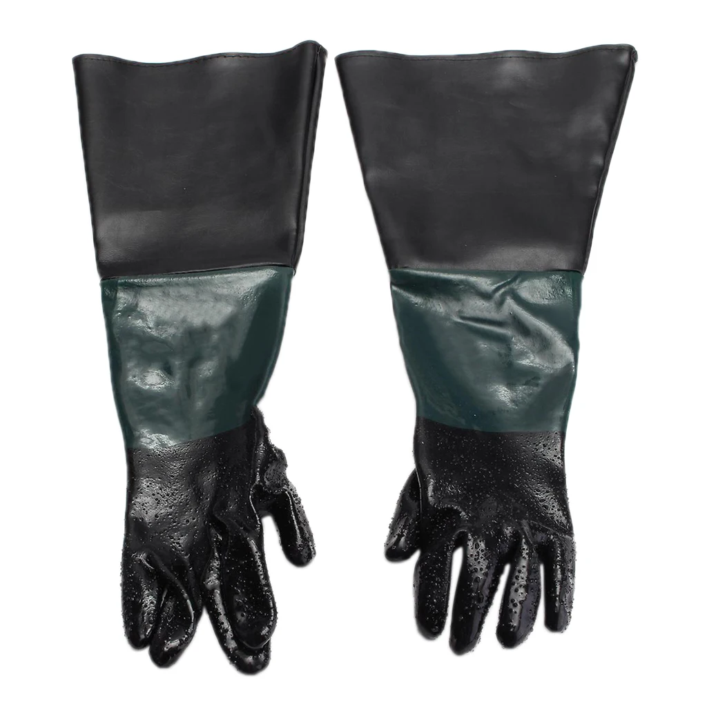 Black and Dark Green Sandblasting Gloves with Cotton Liner Waterproof Working Gloves for Factory Safety
