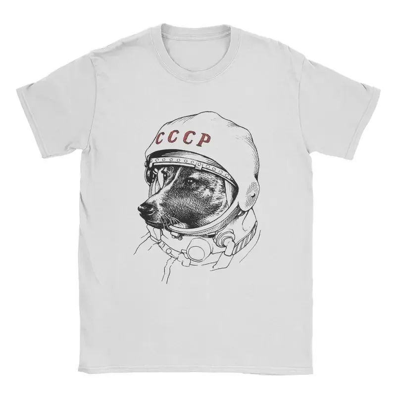 Y2K Men'S CCCP Space Soviet Laika T Super Rocket Dog Cotton Clothes Leisure Short Sleeve O Neck Tees Gift T-Shirt