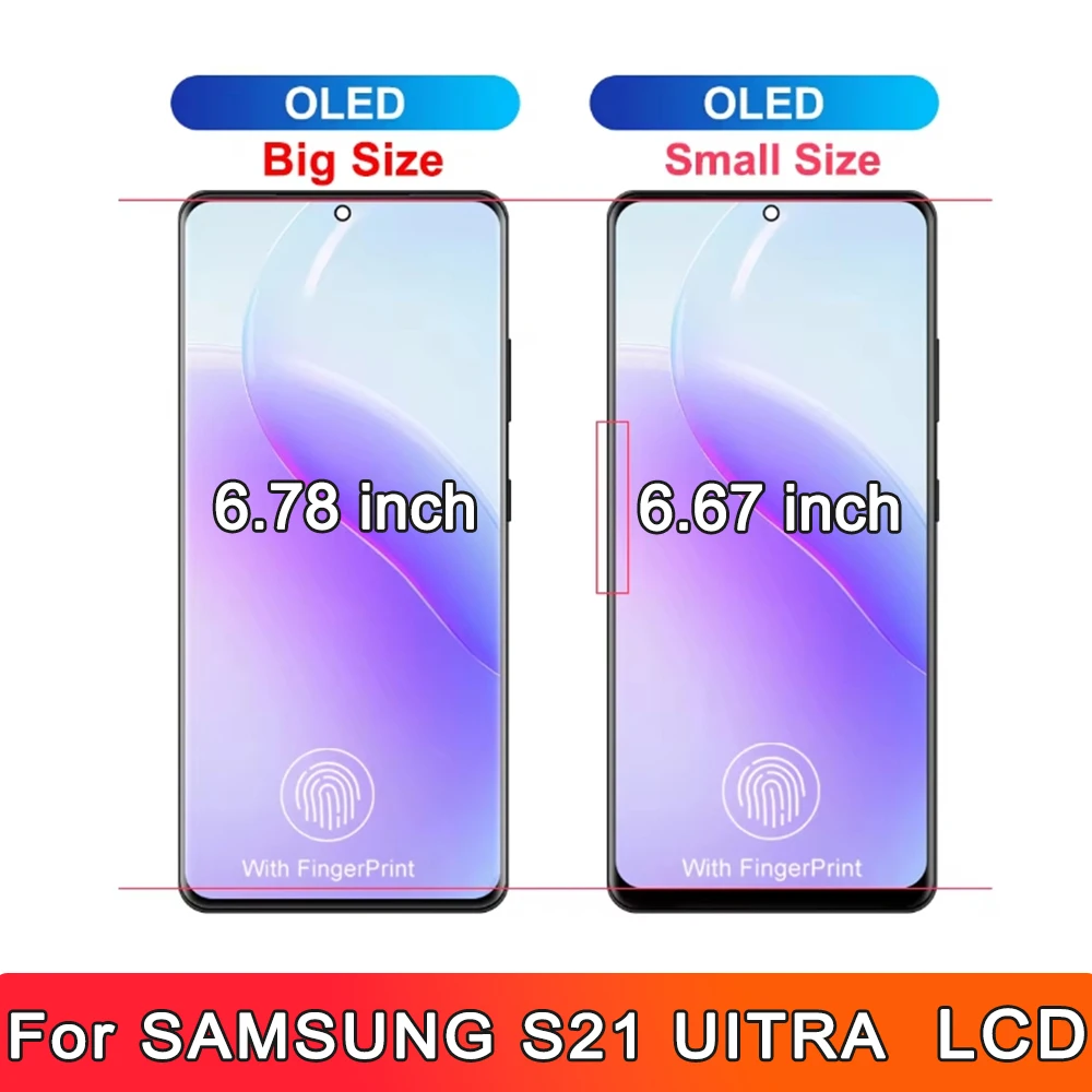 6,8 "AMOLED для Samsung S21 Ultra 5G G998 G998U Дисплей с сенсорным экраном и дигитайзером для Samsung S21Ultra G998B ЖК-дисплей