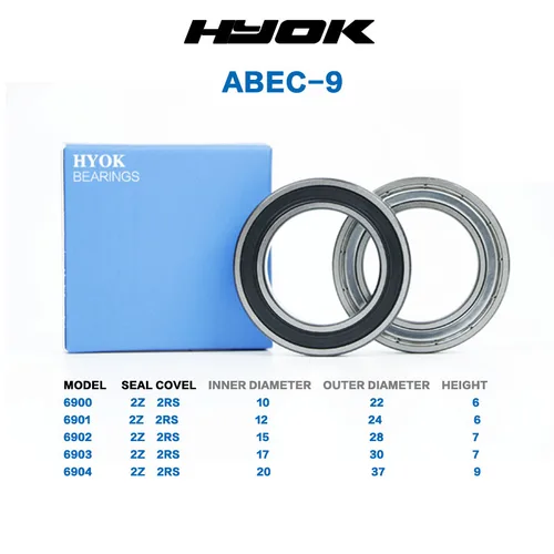 Imagen 2 del producto 2 uds 4 Uds 6 uds 10 Uds ABEC-9 rodamiento 6900 6901 6902 6903 6904 6905 6906 6907 6908 6909 6910 ZZ 2Z RS 2RS LLU rodamientos de paredes delgadas