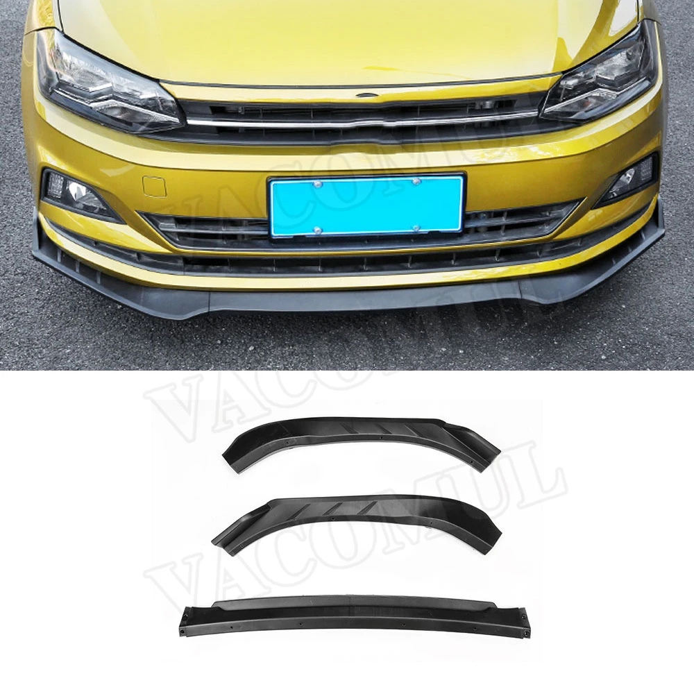 

ABS Black Front Bumper Lip Spoiler For Volkswagen Polo Plus 2019 Head Chin Shovel Protector 3PCS/Set 4PCS/Set Car Styling