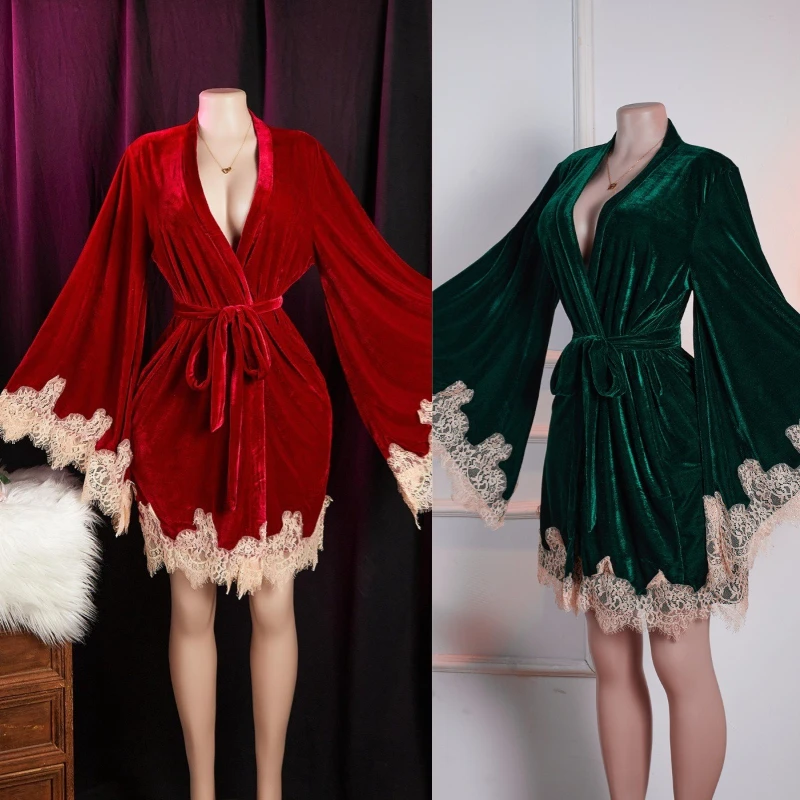 

2026 Four Seasons Hot Selling Suede Solid Color Soft Sticky Splicing Lace Cuff Belt Home Clothing