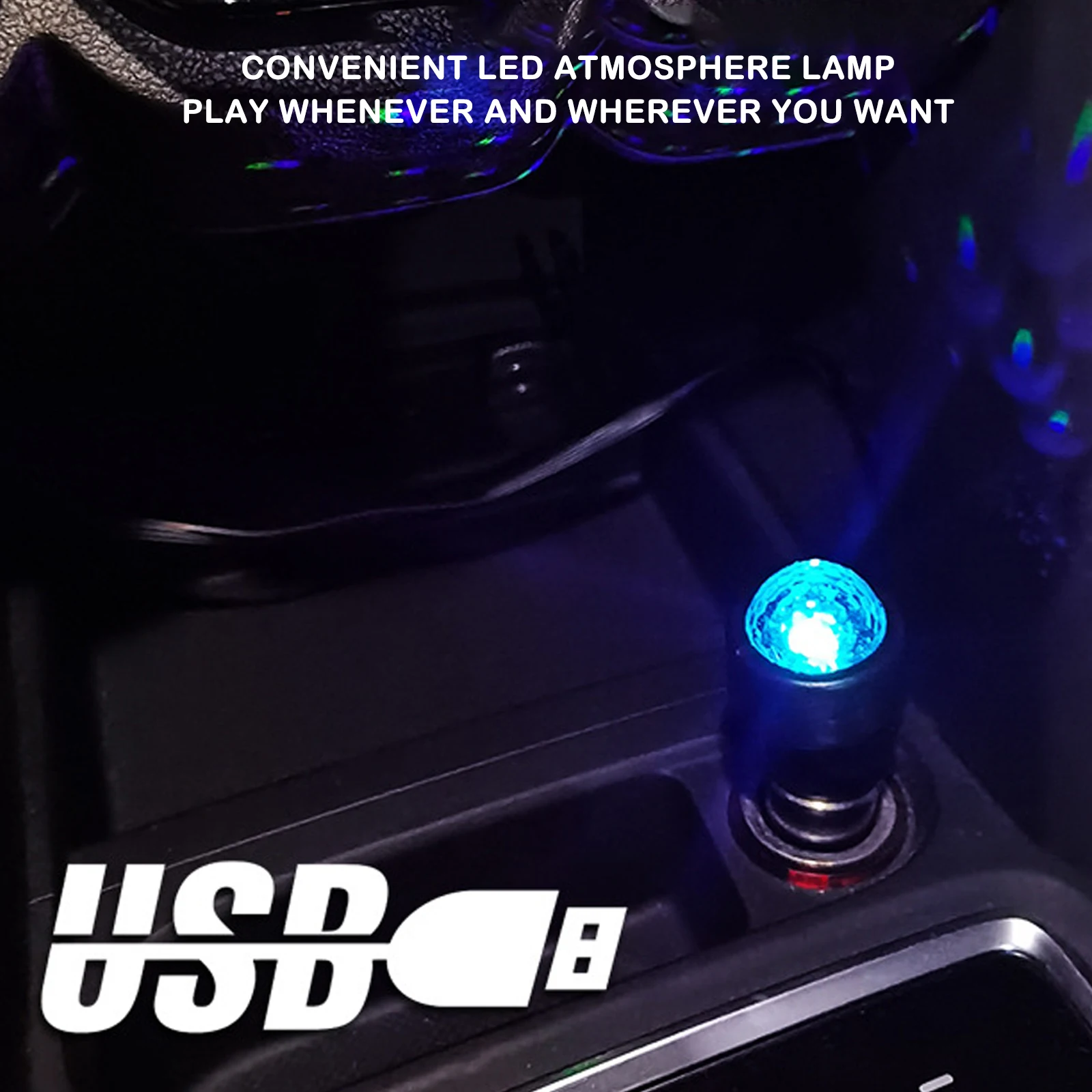 

Mini USB LED Atmosphere Ambient Interior Lamp Car Voice Control Atmosphere Light Star Night Light Car Auto Decor Galaxy Lamps