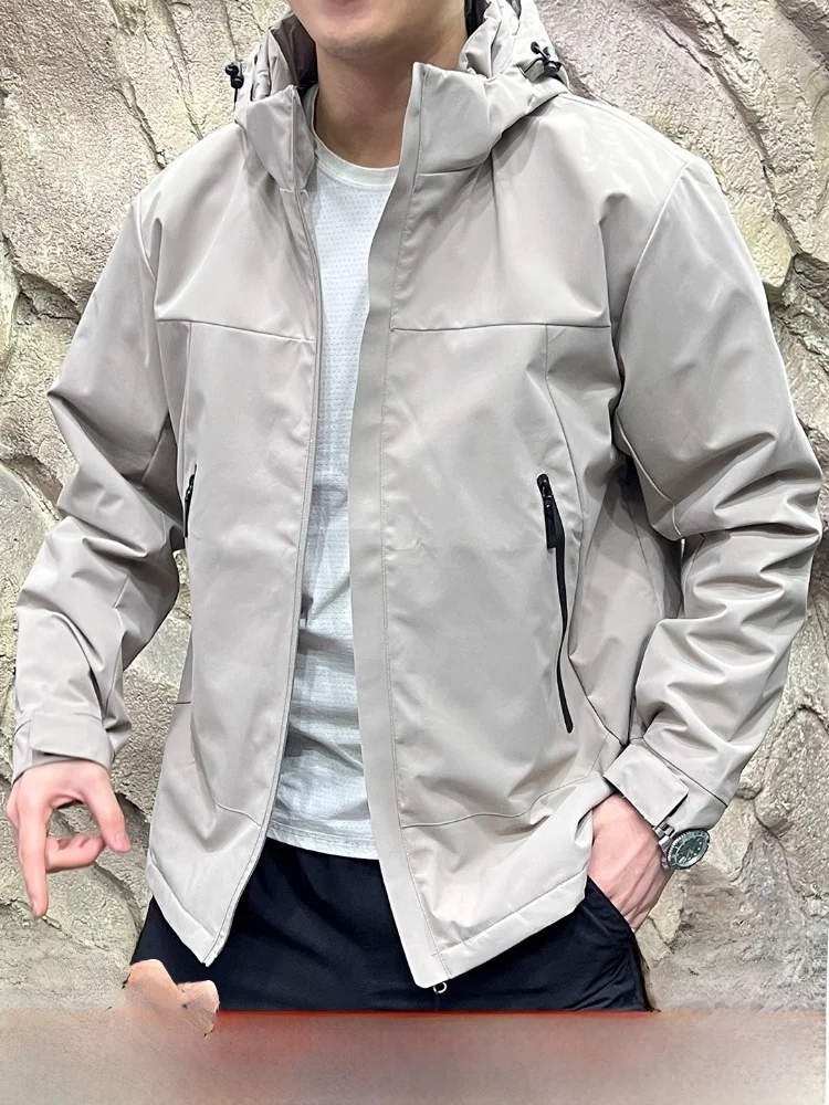 

aphene Heating Lined Hooded Men's Jaet Outdoor Waterproof Winter Cotton Coat Stand Fit Youth Trend Long Sve Pure Color