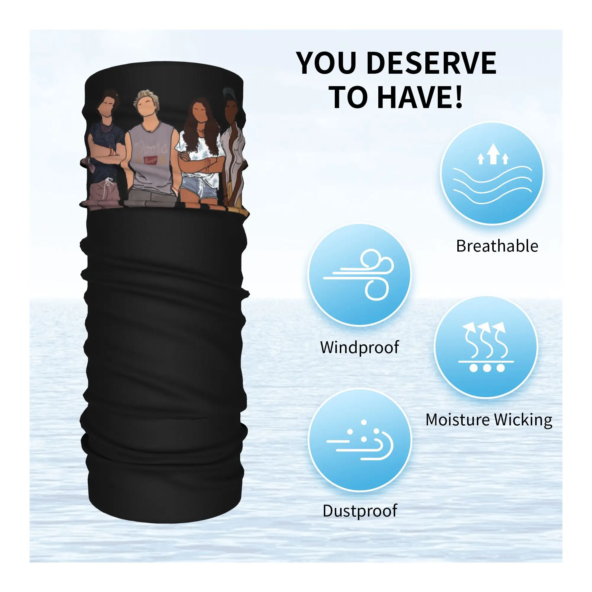 OBX The Pogues Bandana غطاء الرقبة المطبوع الوجه وشاح متعدد الاستخدام عقال الجري للجنسين الكبار قابل للغسل