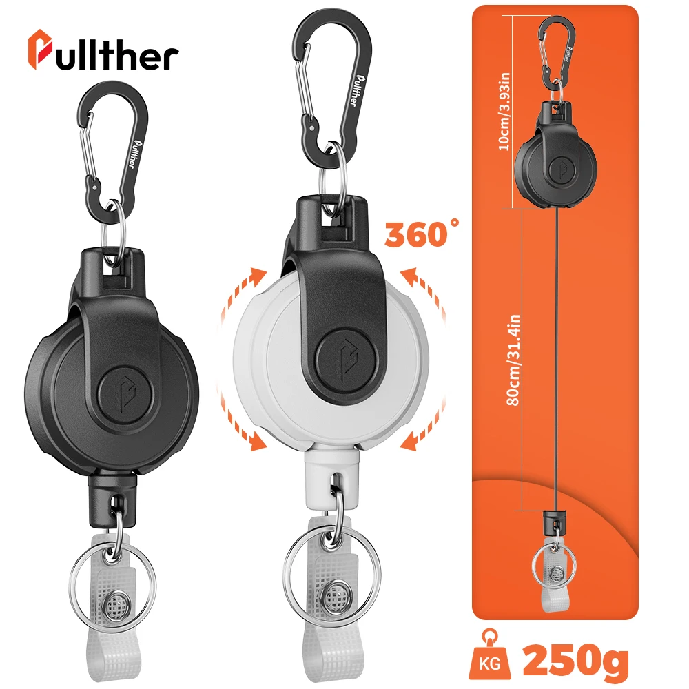 Retractable Key‌ Chain for man Reel‌ Badge Holders Retractabl Carabiner Quick Release Spring Clip outdoor camping equipment