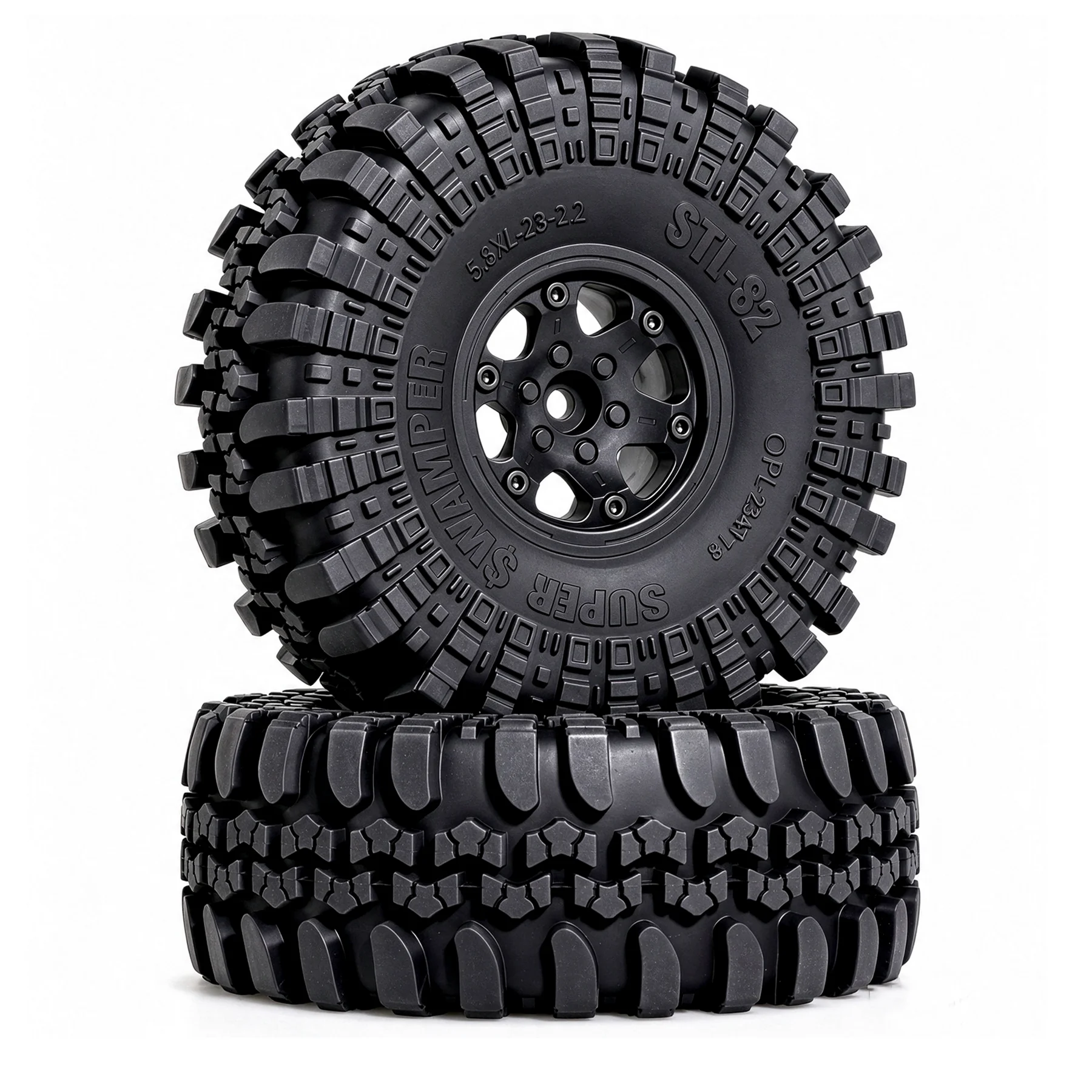 RED SPIDER 4Pcs 2.2 Inch Deep Lug Mud RC Tyres Rubber Tire + Nylon Plastic Rim Set Fit 1:10 Wraith RR10 Traxxas TRX6 Crawler Car