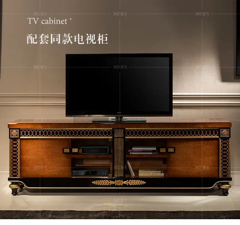 

European solid wood sofa French court fabric sofa coffee table TV cabinet combination living room furniture