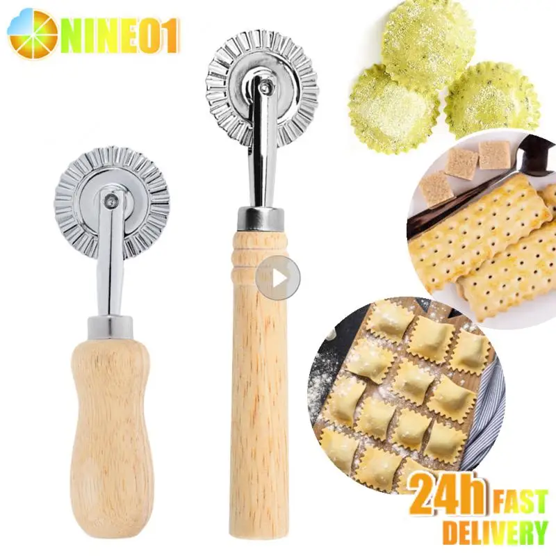 1PC Dumpling Embossing Side Embossed Biscuit Mold Pasta Hand-cutting Machine Baking Pastry Decor Cookie Mould Roll Wheel Tools