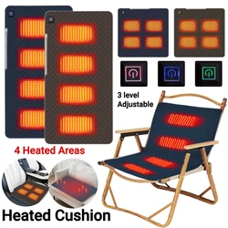 Portable Heated Cushion 3 Adjustable Temperature USB Electric Heating Pad 4 Heated Areas Warmer Sitting Mat Pad for Camping Home