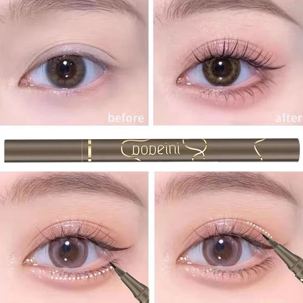 Eyeliner liquide imperméable 4 couleurs pointe ultra fine maquillage coréen longue durée facile pour les débutants noir brun thé froid marron