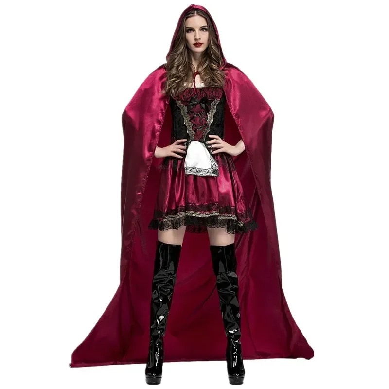 Halloween Adult Fairy Tale Little Red Riding Hood Costume Christmas Party Cosplay Fantasia Performance Fancy Dress