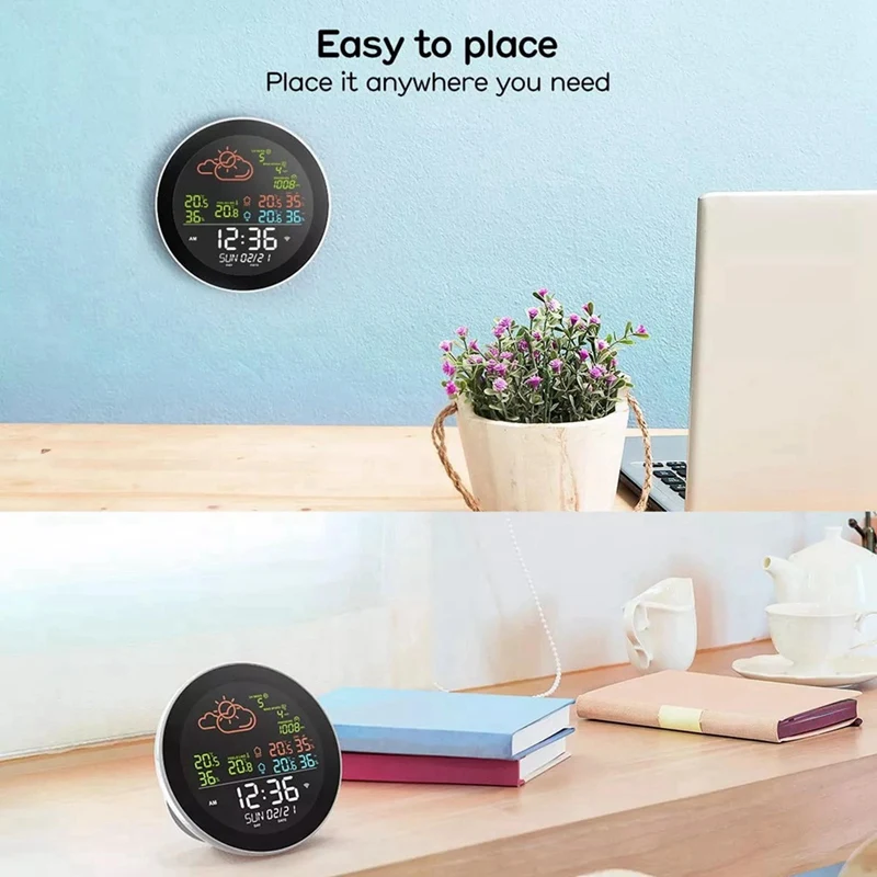 Tuya WIFI Weather Station Table Clock Outdoor Indoor Temperature Tester Weather Forecast Thermometer Hygrometer