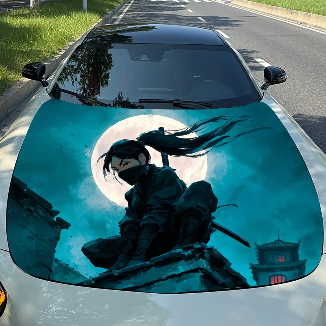

Night Assassins PVC Car Vinyl Wrap - Self-Adhesive Waterproof Hood Decal Sticker,Durable Protection For Trucks, Cars, SUVs - Gre