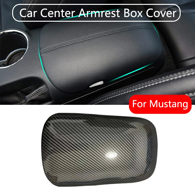 

Fit For Ford Mustang 2016 2017 2018 2019 2020 Car Center Armrest Box Panel Carbon Fiber Cover Interior Accessories