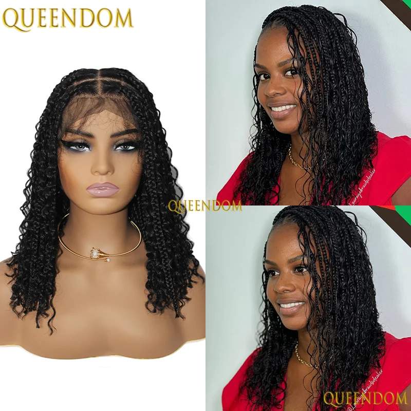 

12" Short Boho Braided Wigs for Women Knotless Box Braids Wig With Baby Hair Synthetic Hair Wigs