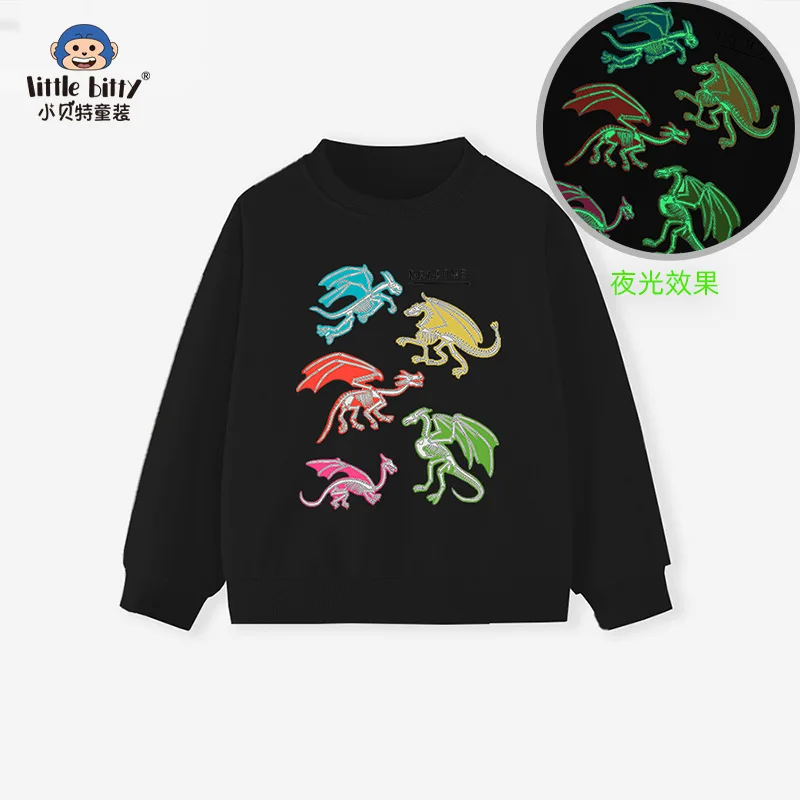 

Autumn Winter Children's Sweatshirt Round Neck Base Shirt Luminous Dinosaur Print Pullover Custom Source
