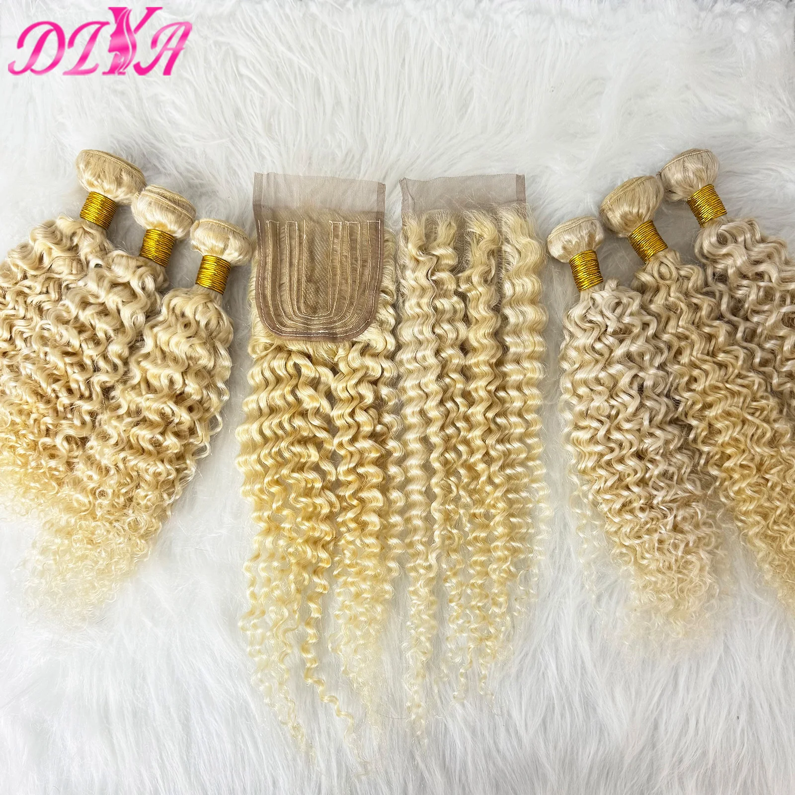 

Jerry Curly Bundles with Transparent Lace Closure 3/4 Bundles 100% Human Hair Extension 4x4 T Part Lace Closure with Bundles