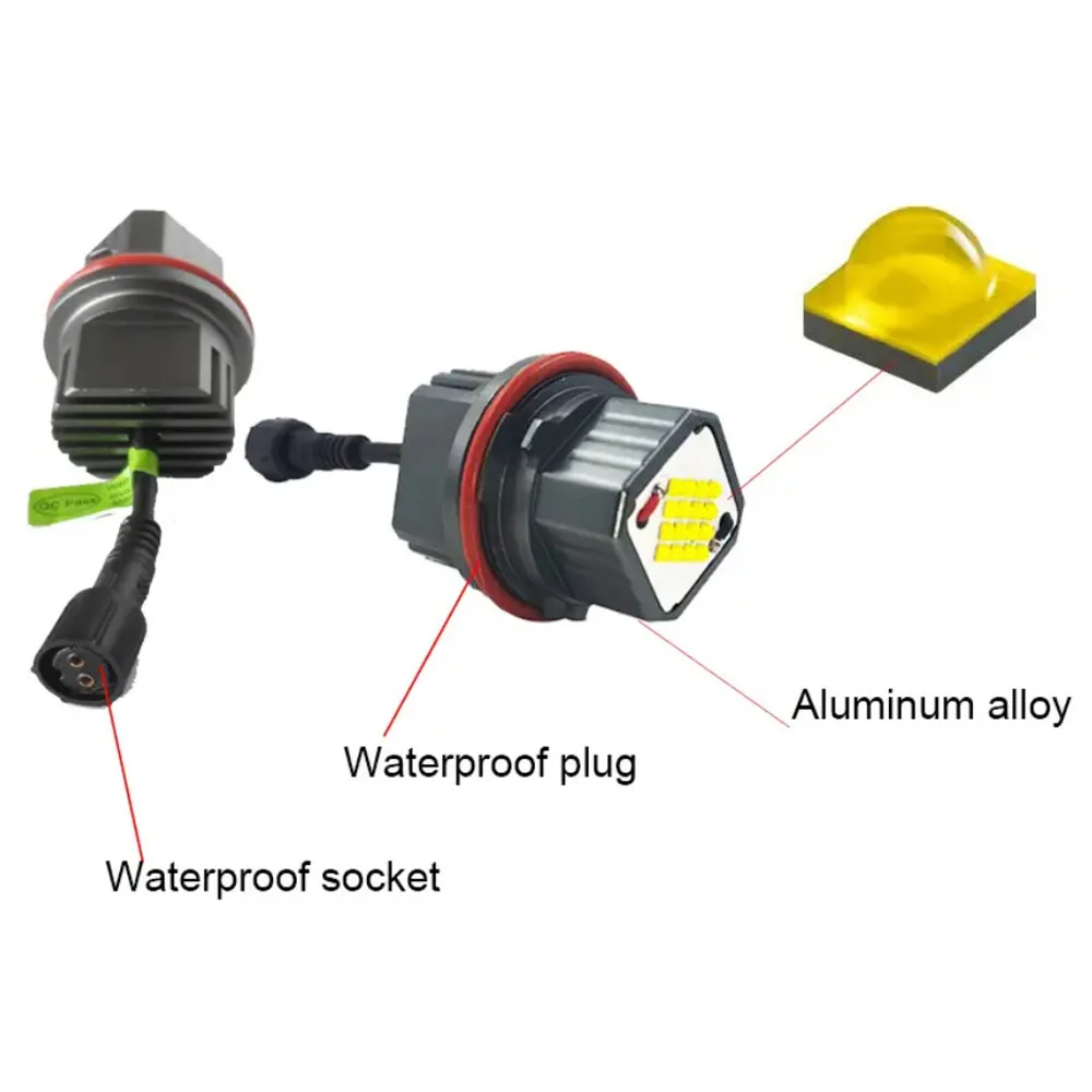 2PCS LED Angel Eyes Halo Ring Marker Light White Bulb For BMW 1 5 6 7 Series X3 X5 E39 E53 E60 E63 E64 E65 E66 E83 E87 6000K