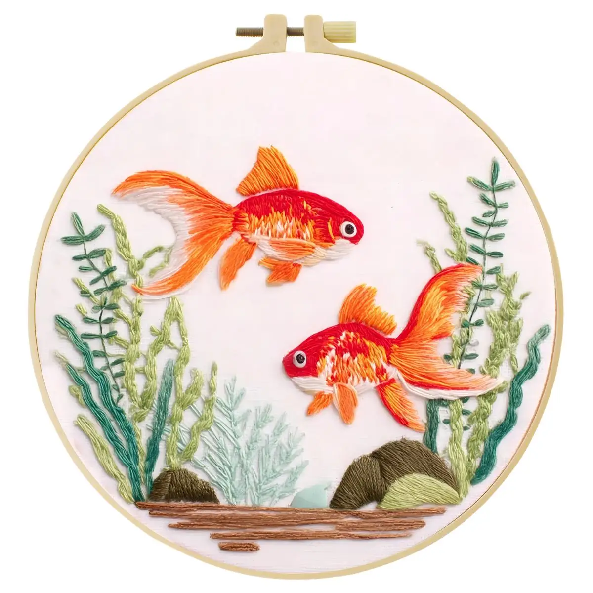 1 Stück 20X20CM/15X15CM 7,87/6,3 Zoll Goldfisch-Stickerei-Starter-Kit DIY-Kit DIY-Stickerei-Set Handarbeiten Heimdekoration – Detail 2