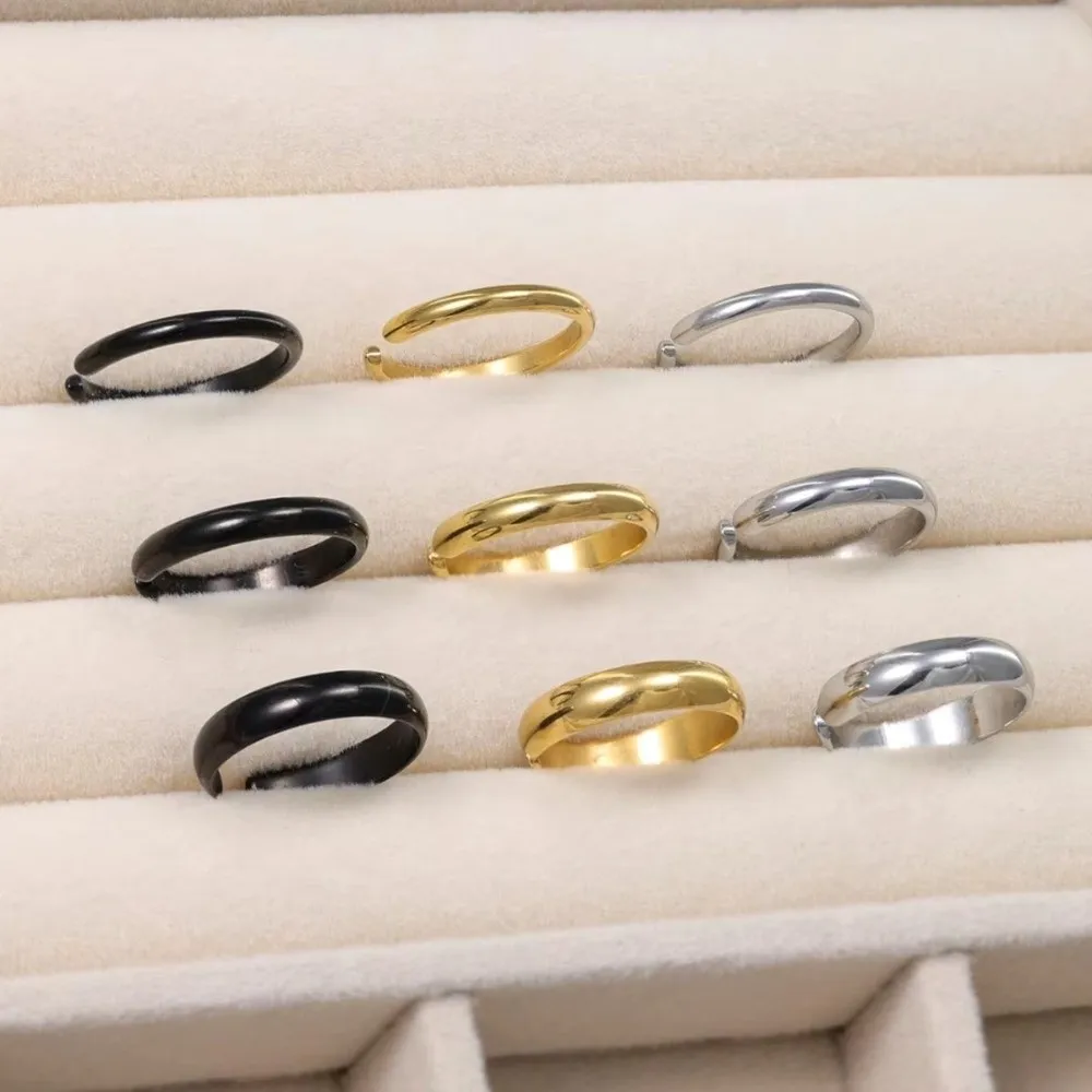 3Pcs Stainless Steel Toe Ring Adjustable Round Open Band Tail Ring 18K Gold Plated Silver Black Beach Foot Jewelry For Women