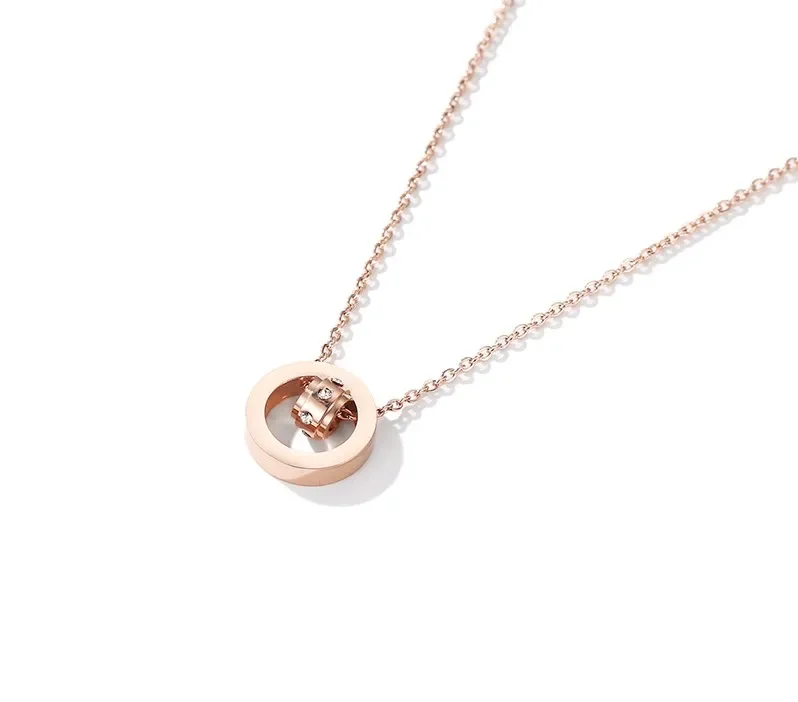 

Circle Titanium Steel Necklace High Quality Chain For Women Clavicle Chain Jewelry Birthday Gifts Modern With Exquisite Gift Box