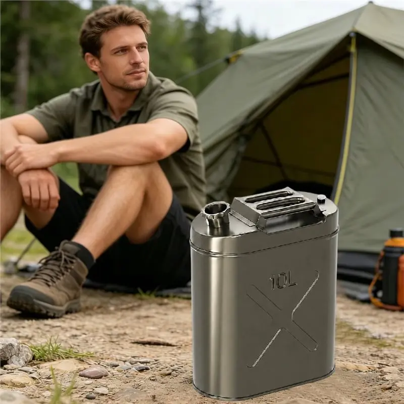 Portable 10L Oil Tank With Oil Guide Tube For Outdoor RV Camping Water Tank Included