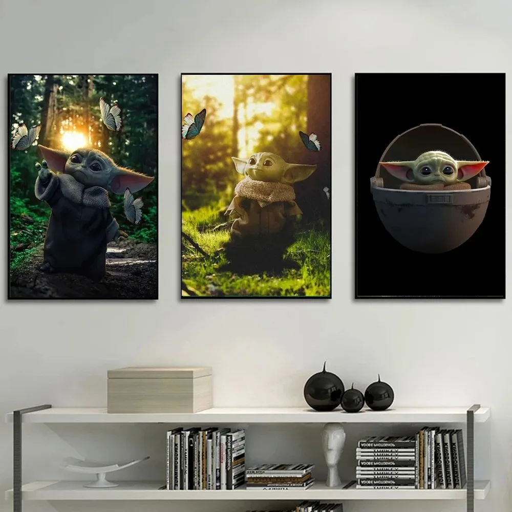 Cute Disney Mandalorian Grogu Movie Poster Prints Canvas Painting Wall Art Modern Home Decor for Living Room Bedroom Kids Room