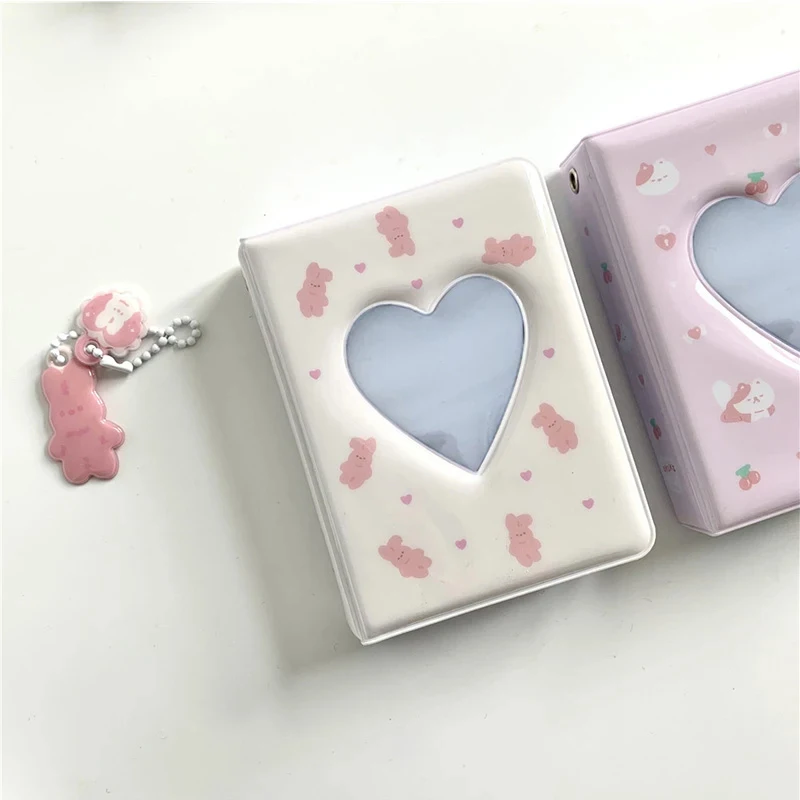 

36 Cards Kpop Card Binder Name Card Book Photocard Holder Cute Bear Photo Album 3 Inch Love Heart Hollow Picture Storage Case