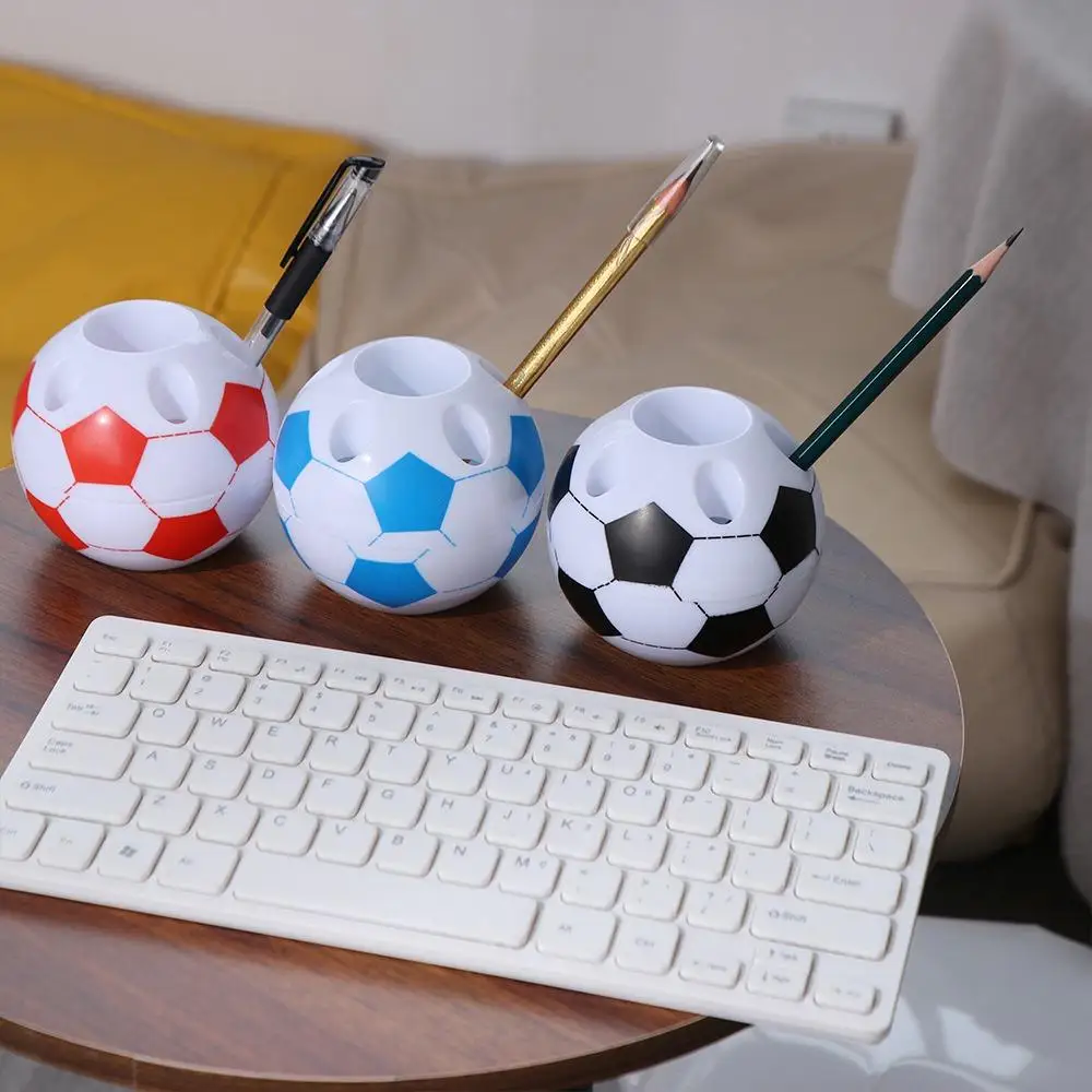 Lovely Football Shape Pen Holder Round Classic Pen Organizer Creative Plastic Stationery Container Desktop Stationery Organizer