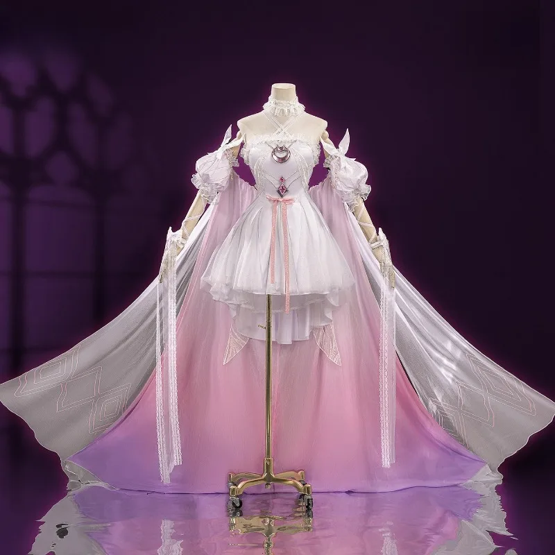 Genshin Impact Columbina Cosplay Costume Damselette Dress Headscarf Wig Suit for Women Halloween Anime Party Roleplay Outfit