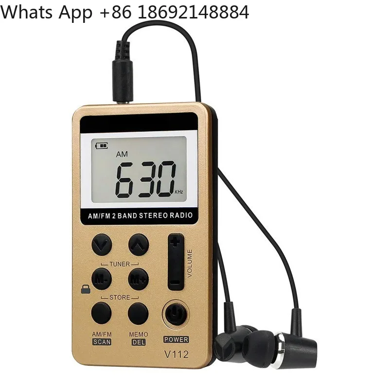 For V-112 Portable Radio Mini Gold FM/AM F9202 TYPE-C Charging