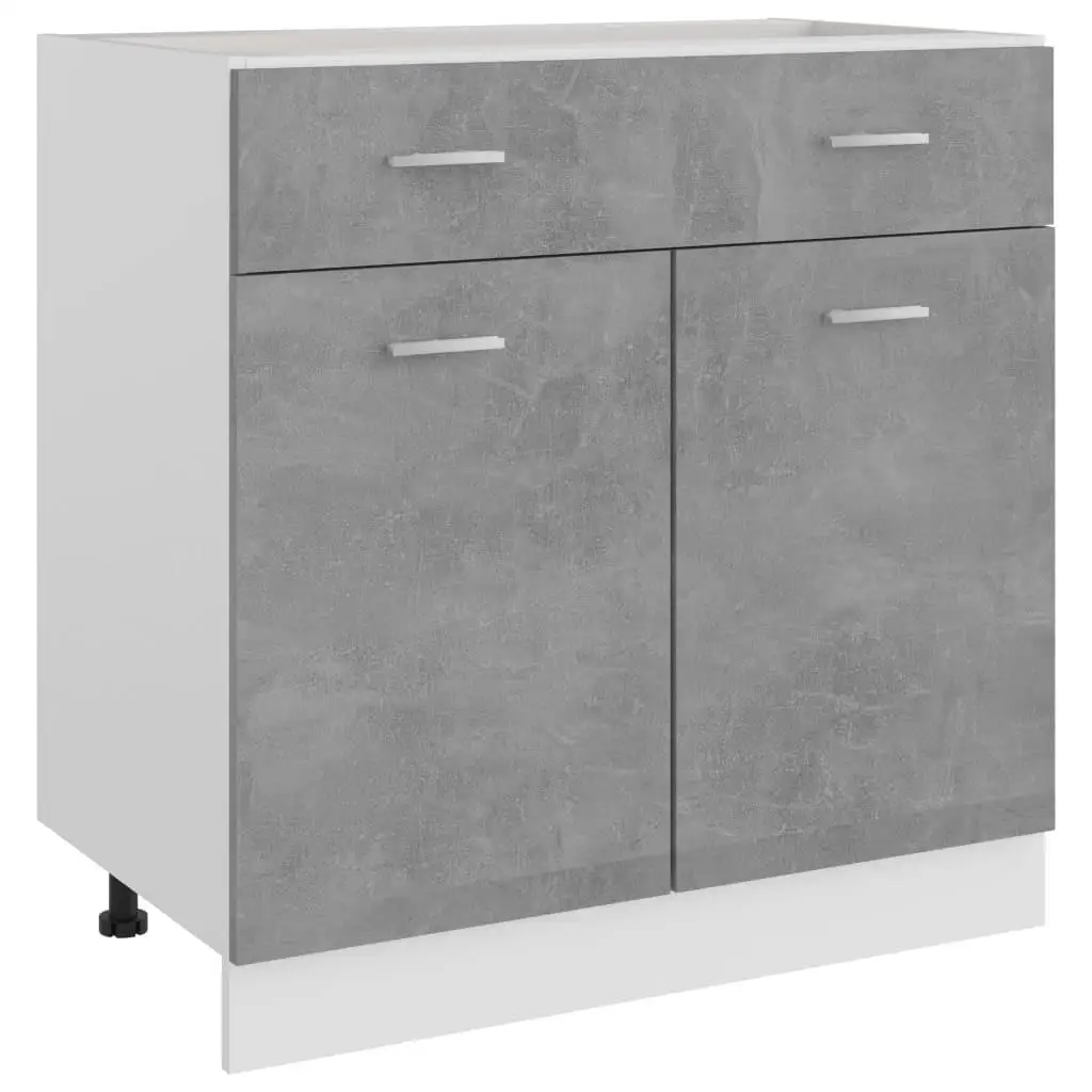 Concrete Gray Drawer Bottom Cabinet, 31.5x18.1x32.1 in Engineered Wood - Stylish Storage Solution