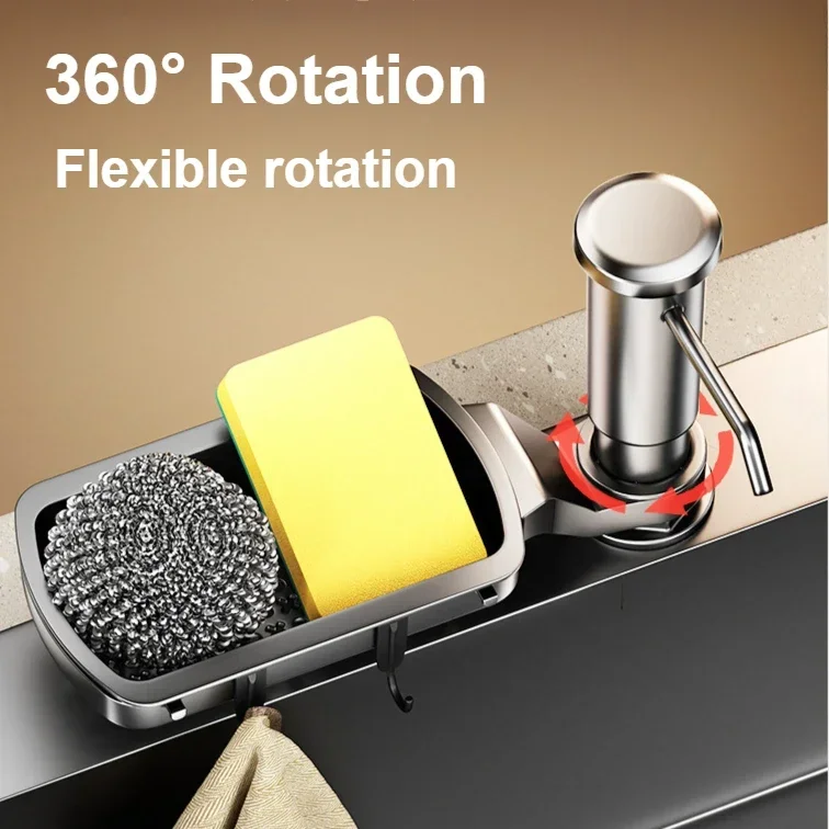 

Kitchen Detergent Dispenser Household Kitchen Washing Sink Soap Liquid Dispenser Extended Pipe Expander Storage Rack Drain Rack