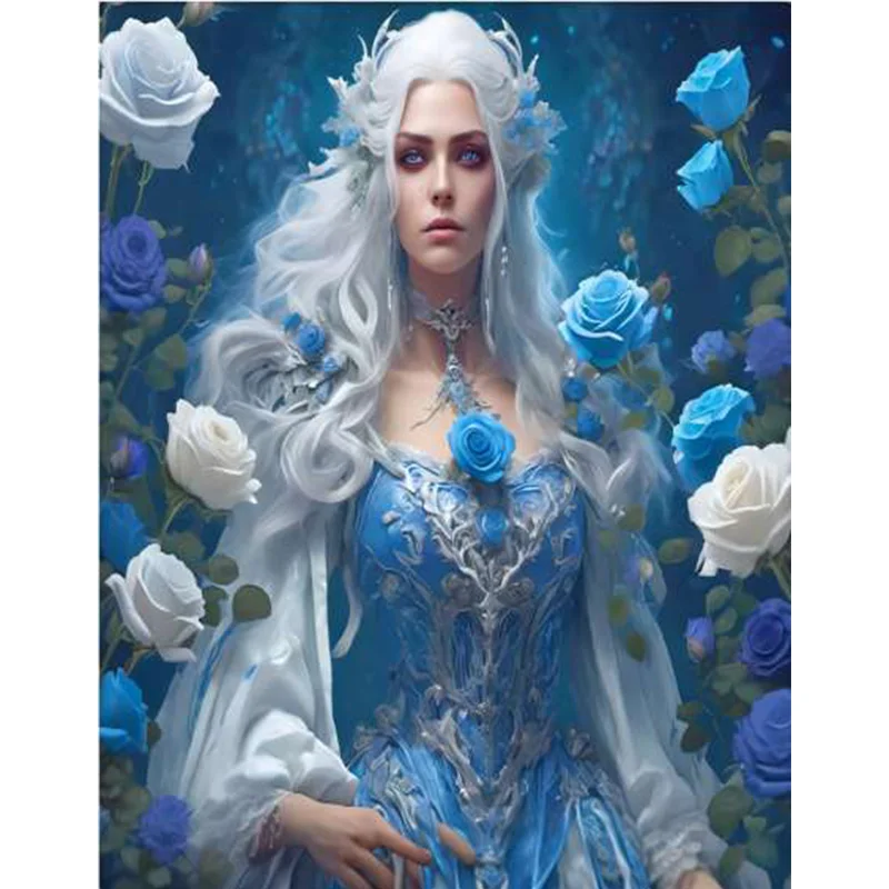 

AB Алмазная вышивка крестиком беловолосная ведьма 5D DIY Алмазная вышивка горный хрусталь картина Алмазная картина