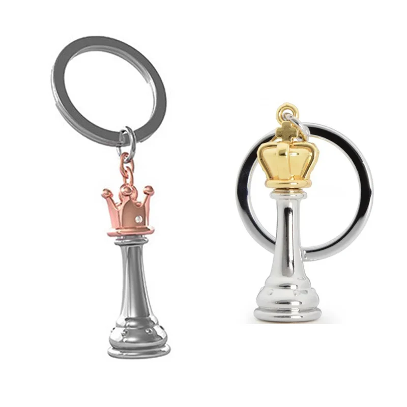 الإبداعية 3D الملكة الملك الشطرنج سبيكة حقيبة سلسلة مفاتيح سيارة على ظهره قلادة كيرينغ اكسسوارات مجوهرات هدايا لمجموعة الأصدقاء #1