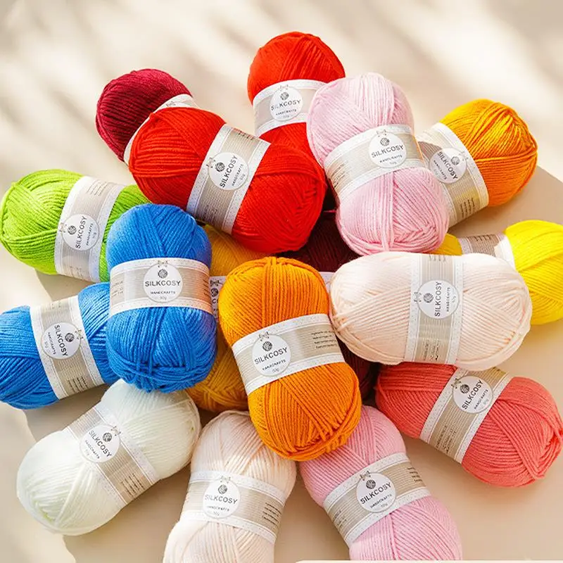 50g/Roll Milk Cotton Knitting Yarn Threads For Knitting Crochet Yarn Needlework 4ply Yarn For Hand Knitting Crochet Sweaters