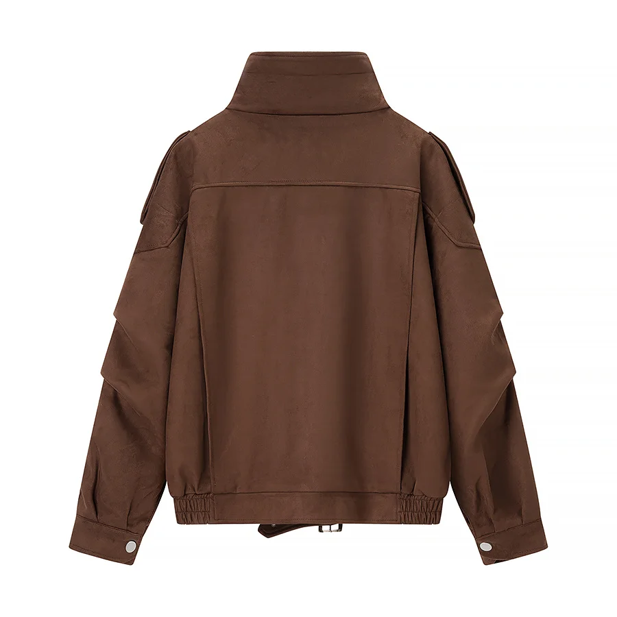 JNLEAOG Nouvelle Collection Automne – Blouson Moto en Cuir et Velours pour Femme, Style Urbain, Chaud, en Polyester, Col Montant, Fermeture Éclair