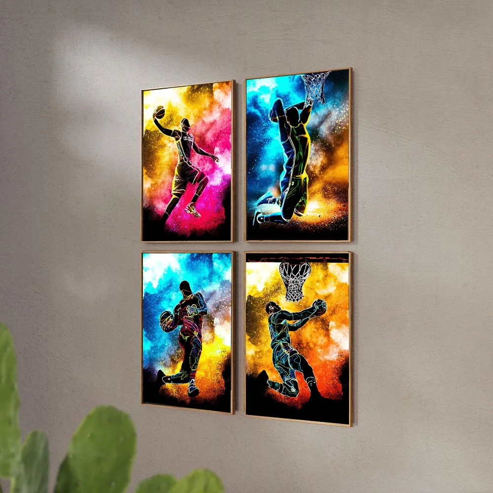 Basketball Player Canvas Painting Wall Art Man Boy Sports Decor Print for Nursery Dorm Teem Room Basketball Poster Unframed