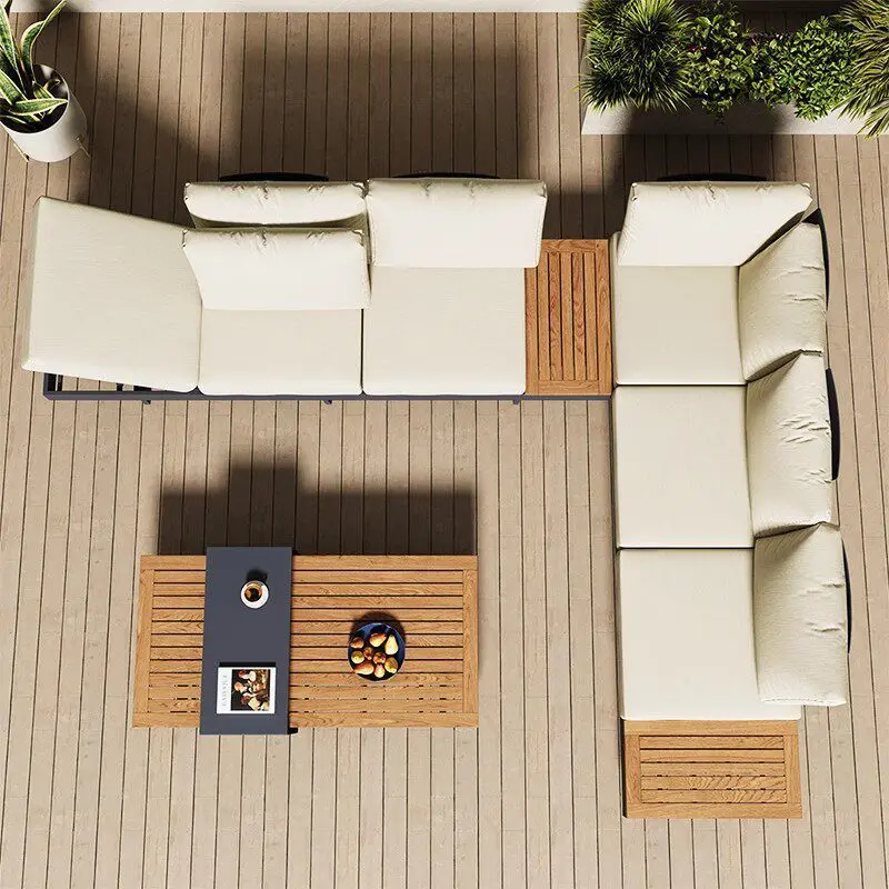 Outdoor sofa, villa, courtyard model room, leisure, high-end garden, outdoor balcony, anti-corrosion wood coffee table furniture