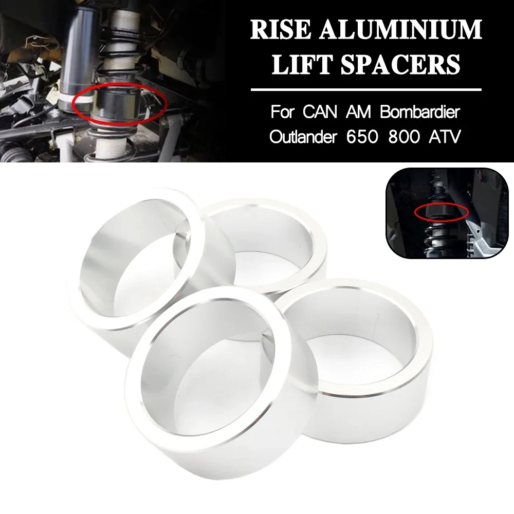 4pcs/Set 2.5'' ATV Motorcycle Riser Suspension Lift Spacer Set for CAN-AM Bombardier Outlander 650 800 Models, Black,Silver