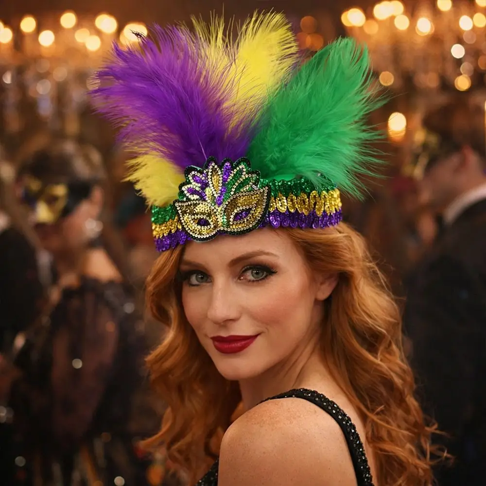 Colorful Feather Headpiece Stage Performance Decorative Feather Headband Brazilian Carnival Feather Headdress Carnival Events