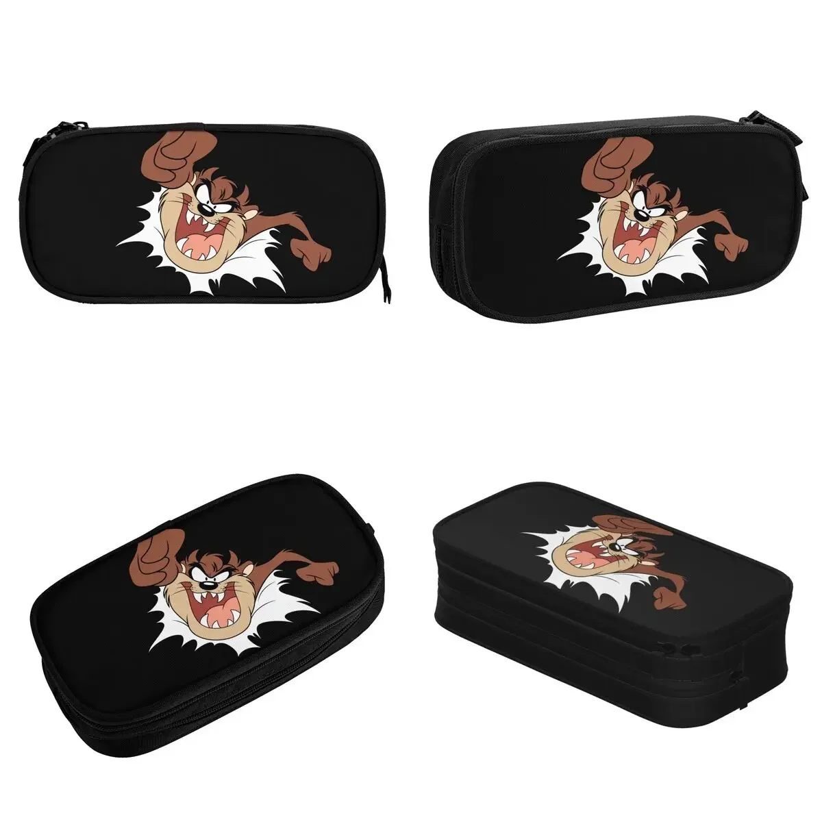 

TAZ Cartoon TASMANIAN Bursting Through Page Pencil Case Pen Box Bag Student Large Storage Students School Gift Pencilcases