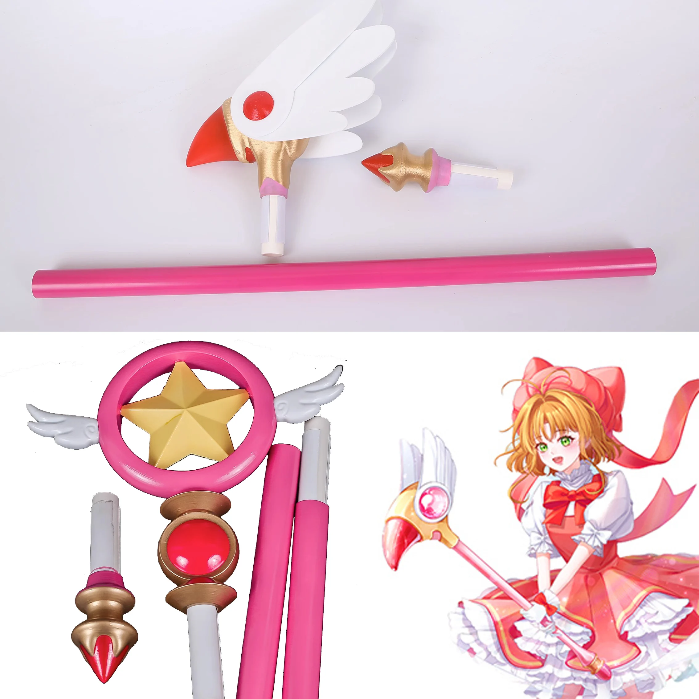 Anime Cardcaptor Sakura Kinomoto Sakura Cosplay Props Star Wands Weapon For Adult Costume Accessories Halloween Party Gift Props