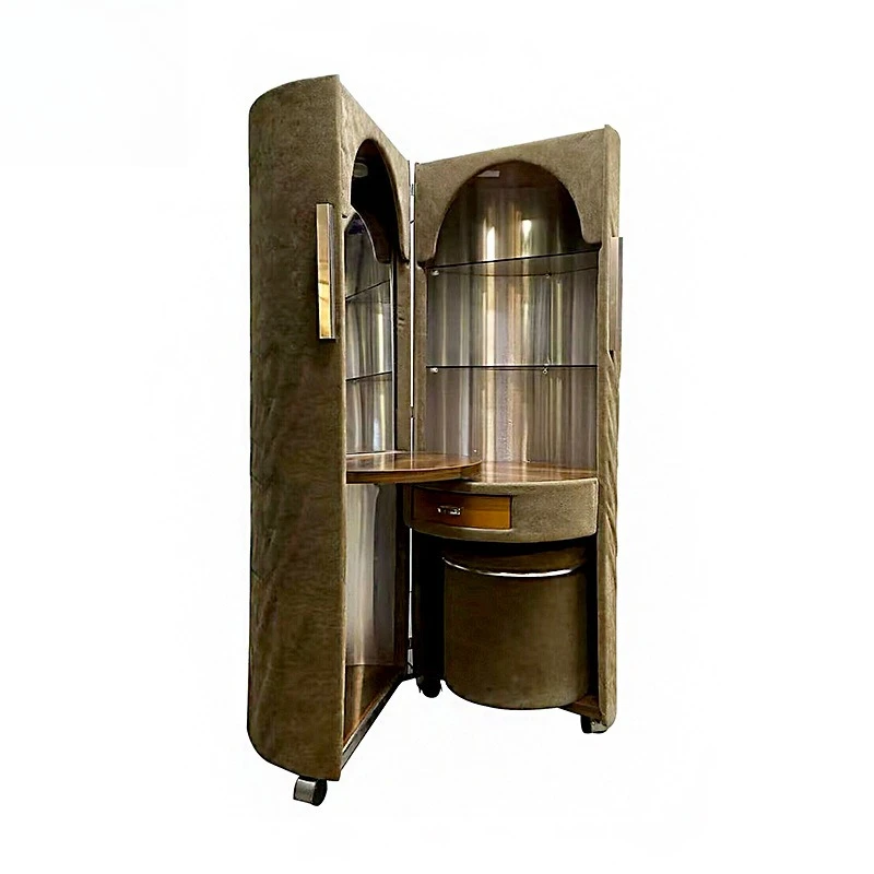 

Creative high-end solid wood metal dresser, home designer light luxury flannel dresser