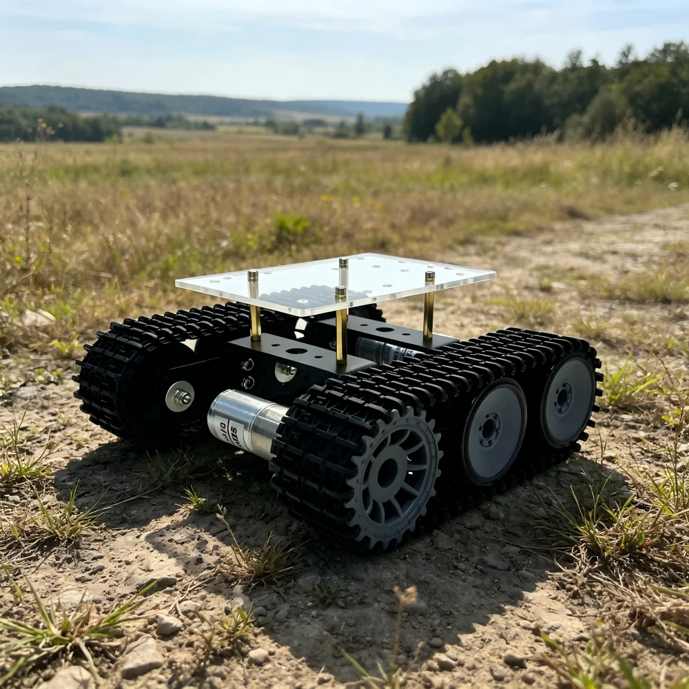 

Intelligent Electric Car 180*200mm Tracked Tank Chassis Electronic Design Competition DIY