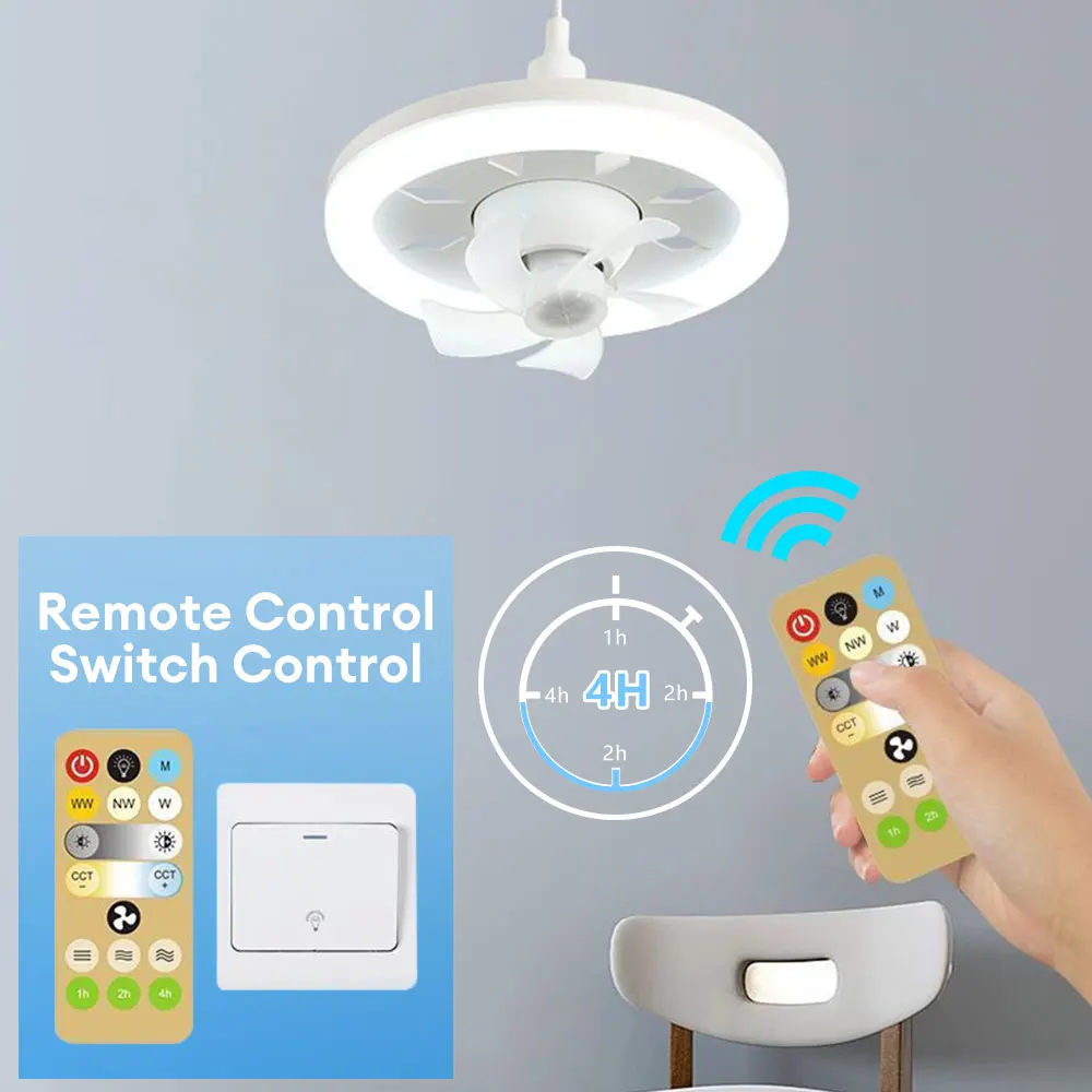 

48W 60W Ceiling Fan With LED Lights E27 Remote Ceiling Lighting Bedroom Living Room Switch Control Home Lamps AC86-25V