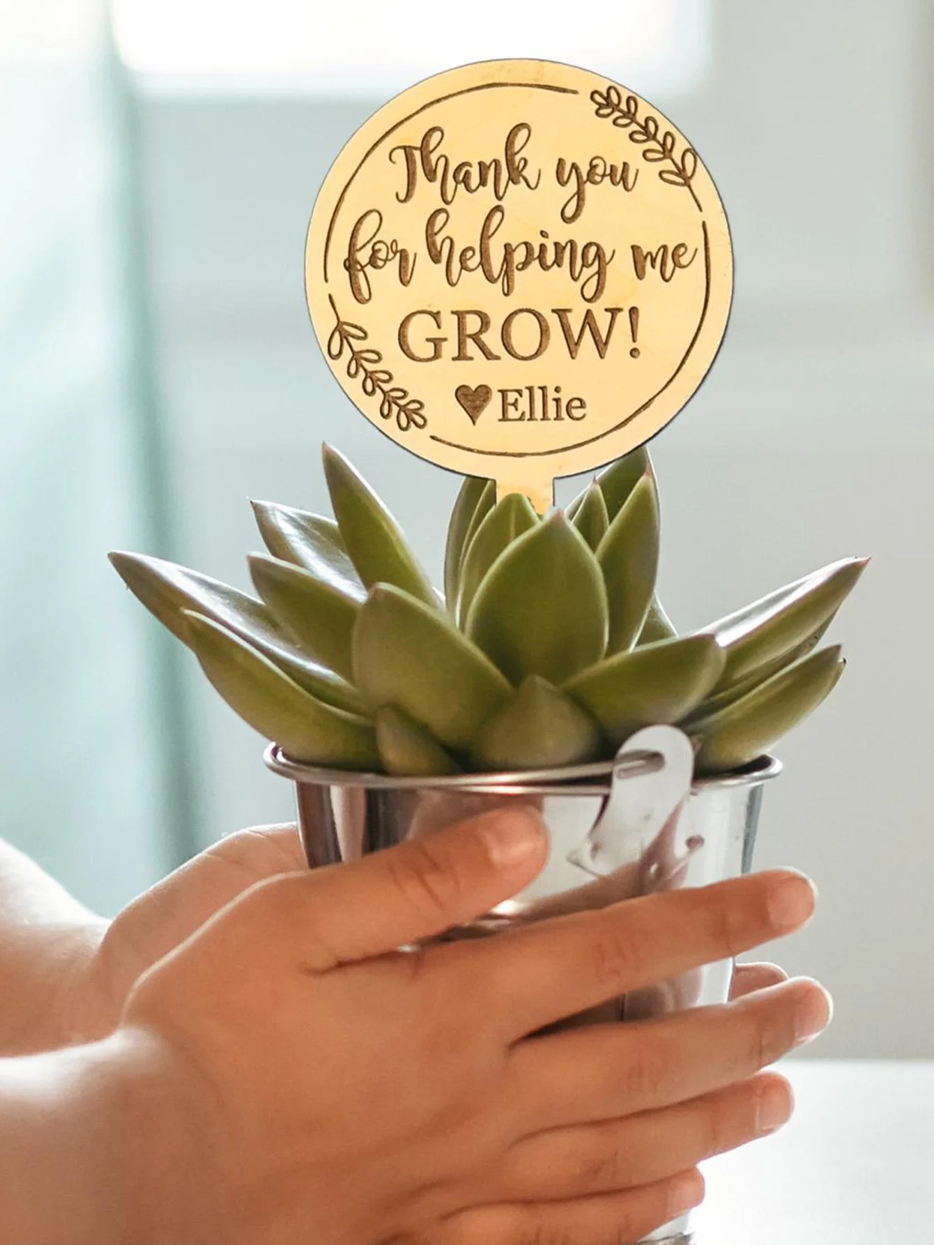 قطعة واحدة من علامة النباتات الخشبية المخصصة - اسم محفور شخصي، استخدام نبات بوعاء، نمط مريح، DIY، منقوش بالليزر، غار للاستخدام اليومي المثالي #3