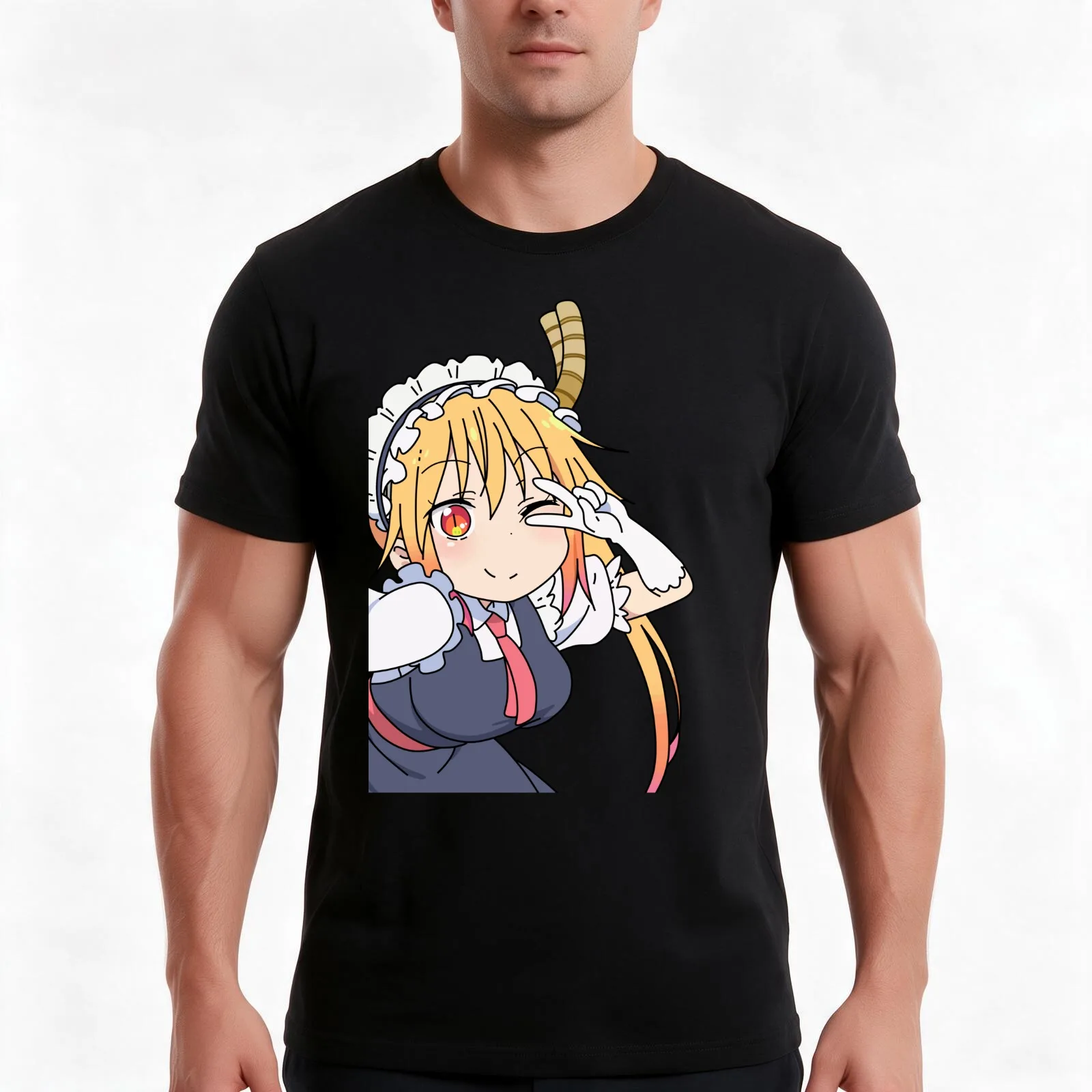 Dragon Maid: Tohru winking! T-Shirt Summer Casual Cotton Tee Unisex Men Women